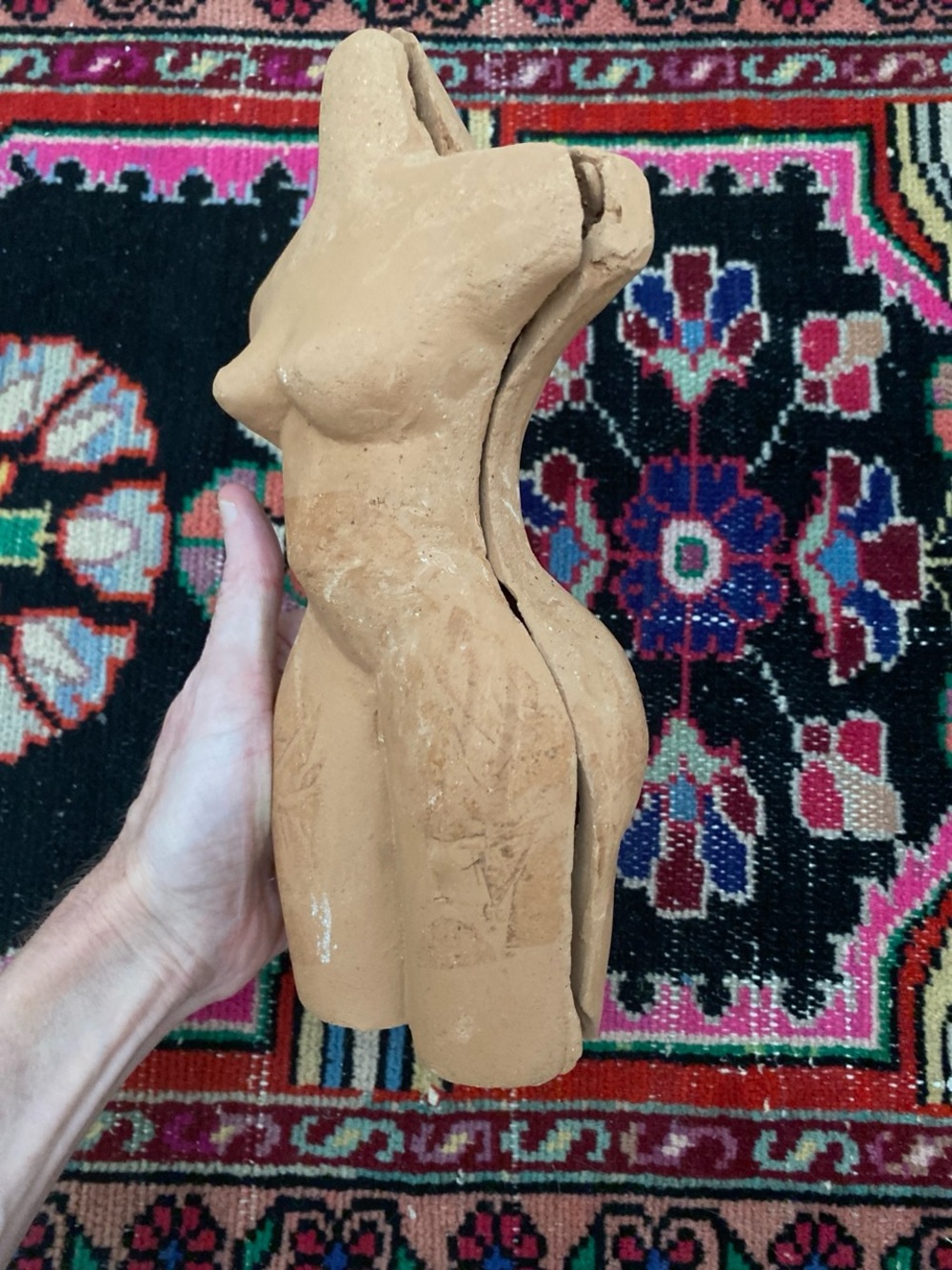 Unique vintage terracotta female form sculpture
